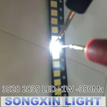 100 шт. высокомощный 3528 SMD светодиодный s диоды Телевизор с подсветкой супер яркий диодо SMD СВЕТОДИОДНЫЙ 1210 3528 1 Вт 100LM холодный белый ТВ ПОДСВЕТКА