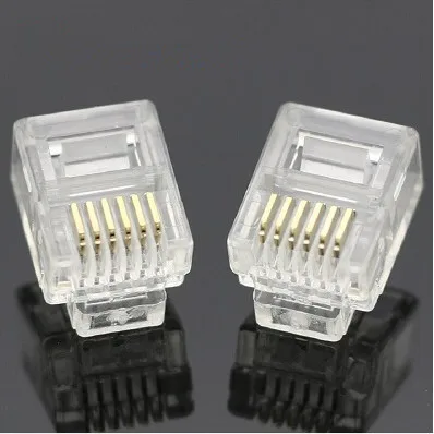 

Free shipping 50 pcs/lot Durable RJ11 RJ-11 6P6C 6P4C 6P2C Modular Plug Telephone Phone Connector and NC Crystal Head