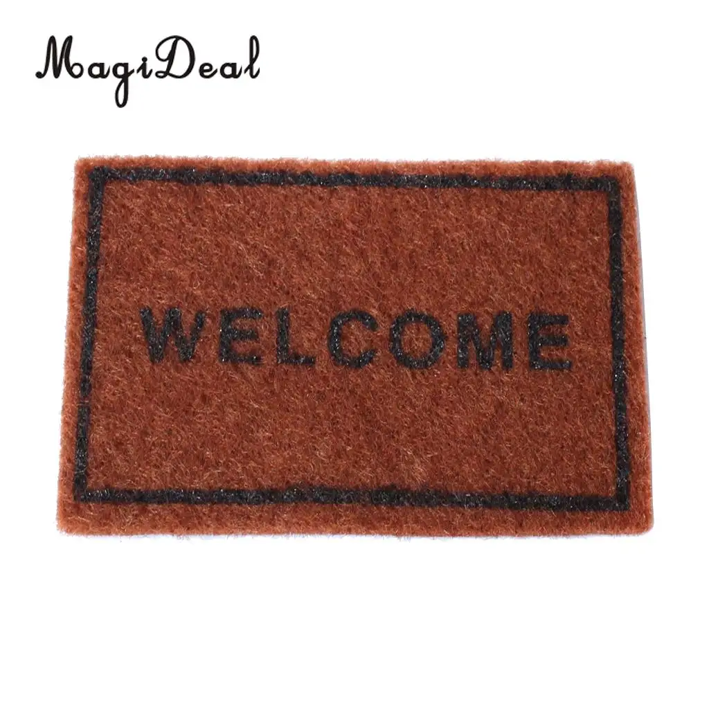 MagiDeal 1Pc 1/12 Scale Brown Cloth Floor Rug Cover Carpet for Dollhouse Miniature Bedroom Bathroom Livingroom Front Door Decor