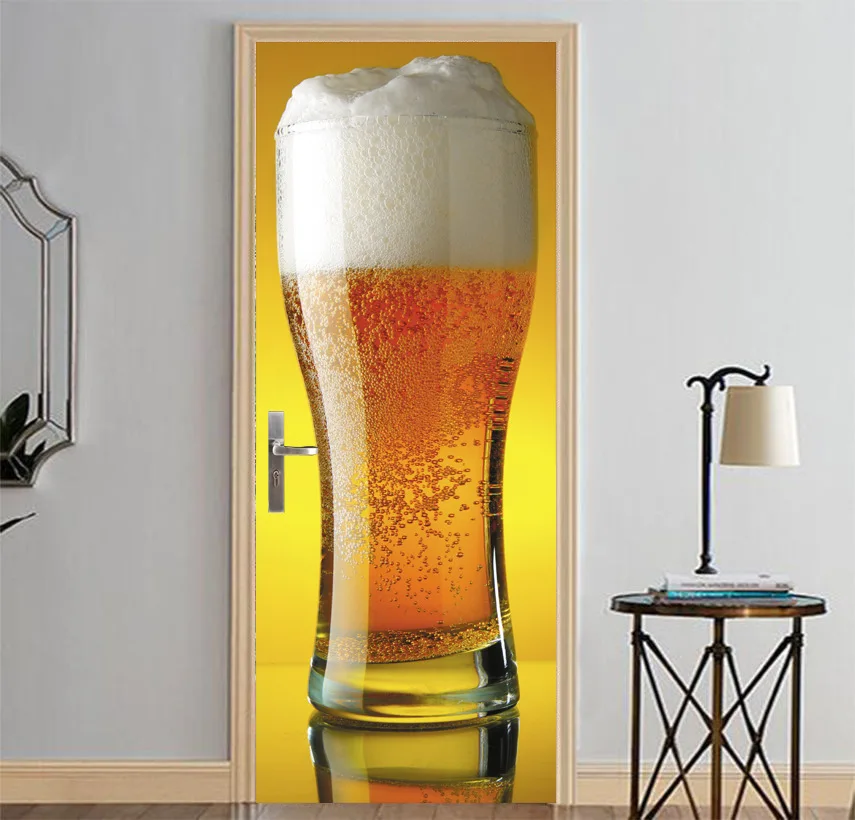

Beer Door Sticker Poster Wall Decal Door Mural Art Bedroom Door Waterproof PVC Bar Sticker DIY Home Decor