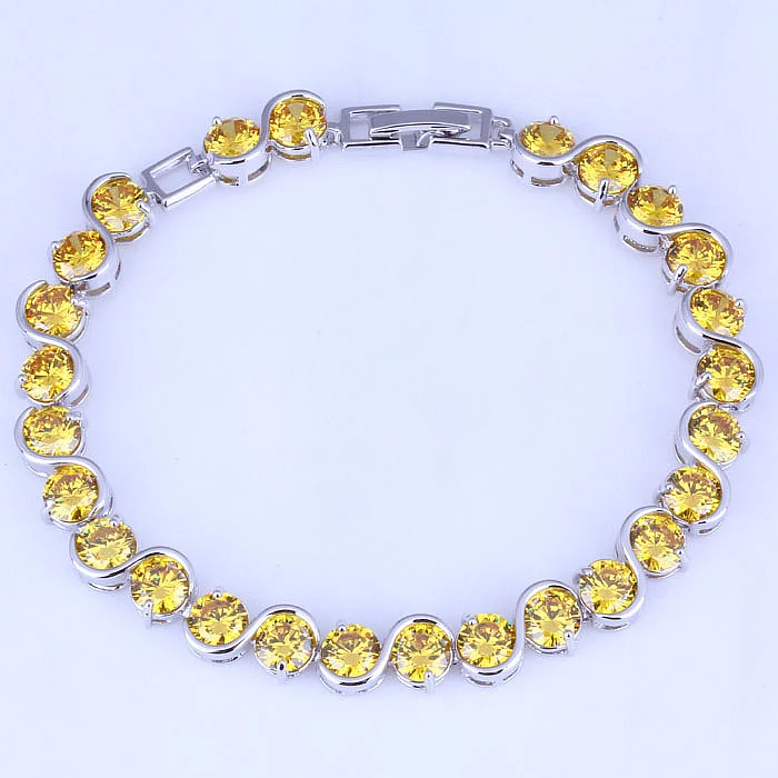 Love Monologue "S" Shape AAA Yellow Crystal Silver Color Hidden safety
