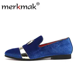 Merkmak/новые очаровательные мужские лоферы обувь Элегантные замшевые Мужская обувь Металл дизайнерский Декор простые слипоны обувь для
