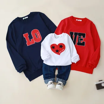

Dad Father Mom and Son Matching Clothes Love Embroidered Family Sweethearts Outfit Fleece Fur Mother Daughter Shirts Clothes