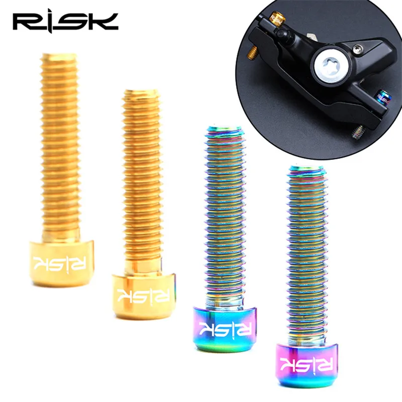 

RISK 2pcs M6x25mm Titanium Alloy Bicycle Disc Brake Caliper Bolts MTB Mountain Road Bike Screw
