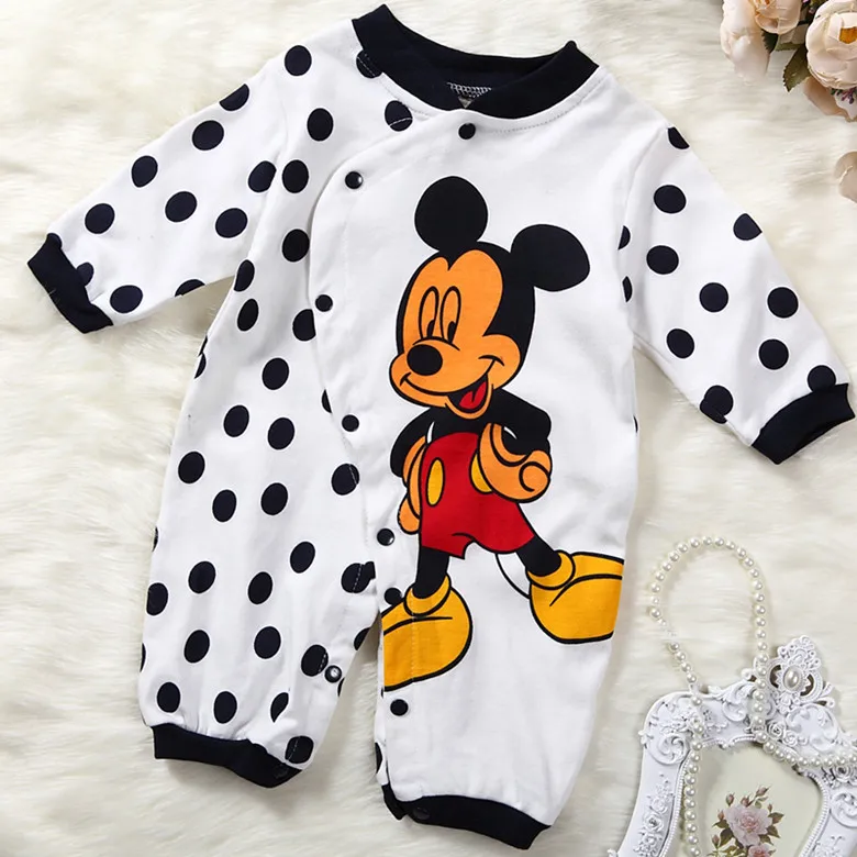 

Retail Cartoon Baby Romper Newborn Clothes Infants Baby Boys And Girls Wear Mickey Minnie Even Climb Clothes Conjoined Jumpsuit