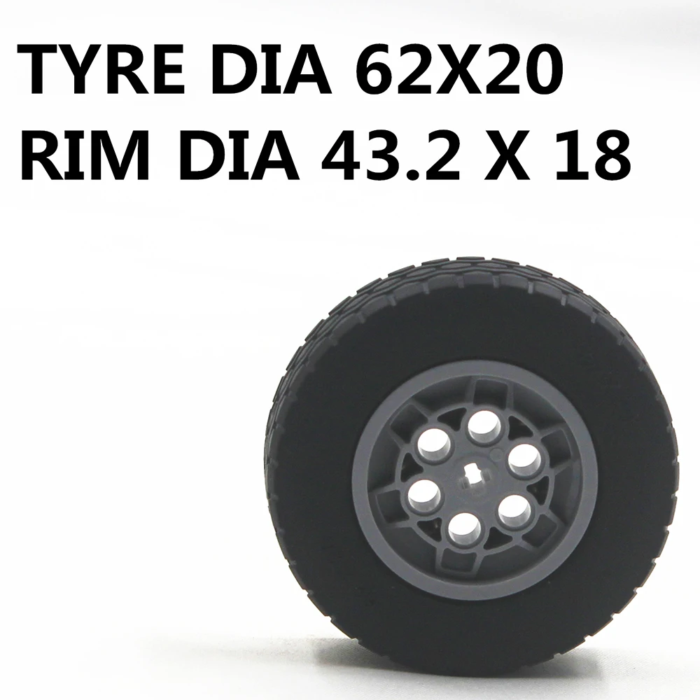 MOC Technic Parts 1pcs TYRE DIA. 62X20 & RIM DIA. 43.2 X 18 compatible with lego for kids boys toy MOC-T-62