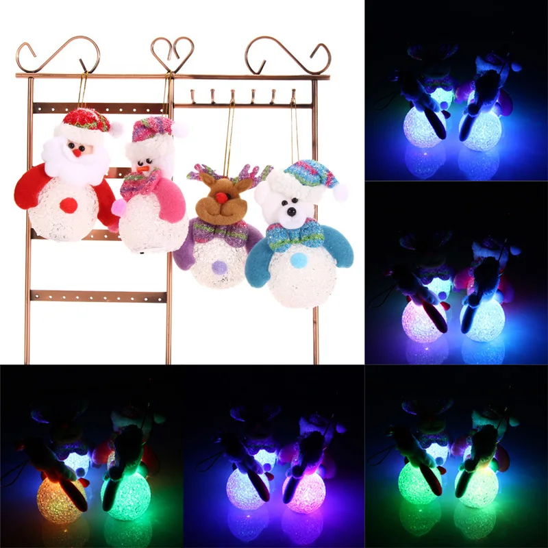 

4Pcs LED Light Santa Claus/Reindeer/Snowman/Bear Colorful Christmas Santa Claus Party Ornaments Xmas Tree Hanging Decoration