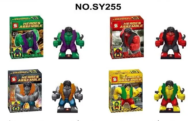 

super hero marvel avengers the BIG Hulk Red Hulk PURPLE pants figures Building block bricks Compatible with LEPIN