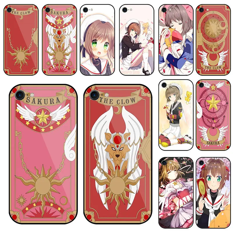 

Clow Card Captor Sakura Anime Tempered Glass Mobile Phone Cases for iPhone 5 5S SE X XR XS Max 7 6 6s 8 Plus Bags Shell