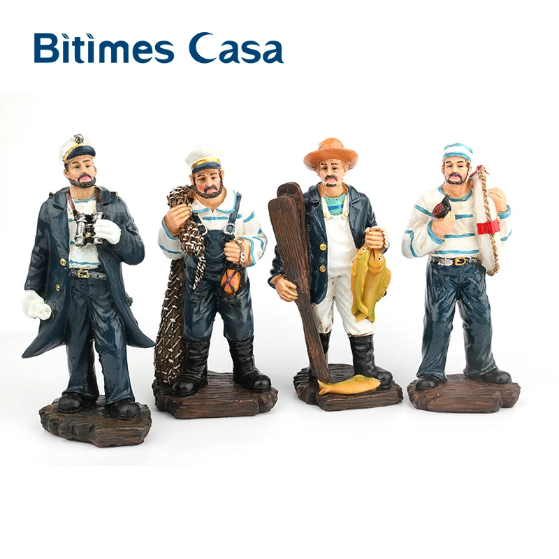 

Bitimes Fine Resin Sailor Figurine Captain Fisherman Statue Ornament Marine Crew Navy Figurines Home Decoration