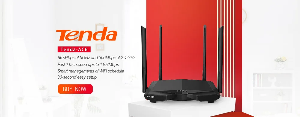 Tenda AC7 Беспроводной Wi-Fi Маршрутизаторы 11AC 2,4 ГГц/5,0 ГГц Wi-Fi ретранслятор 1 * WAN + 3 * LAN порты 5 * 6dbi высокого усиления антенны Smart APP управлять