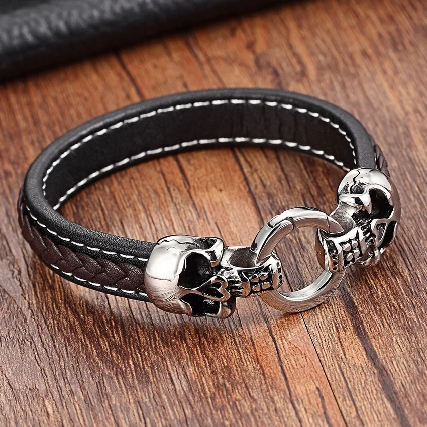 Cuff Chain Bracelet Men Hidden safety clasp Stainless Steel Rope