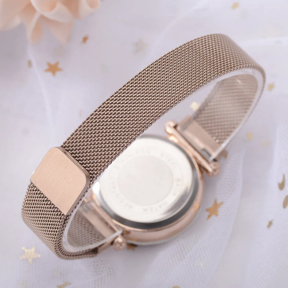 Лучшие продажи роскошные женские часы модные звездное небо часы магнит Геометрическая поверхность женские часы с алмазами Relogio Feminino