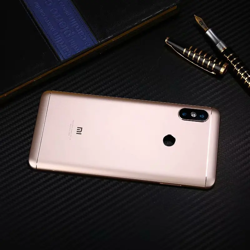 Корпус для Xiaomi Redmi Note 5 Pro Note5, металлическая задняя крышка на батарейке, запасные части, чехол с кнопками для объектива - Цвет: Gold