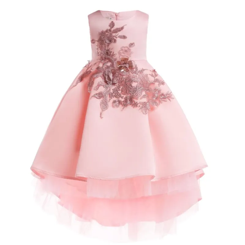 Pаспродажа Платье для девочек, платье принцессы с вышитыми цветами, шелковая детская одежда с блестками вечерние нарядное платье из тюля для, Рождеств...