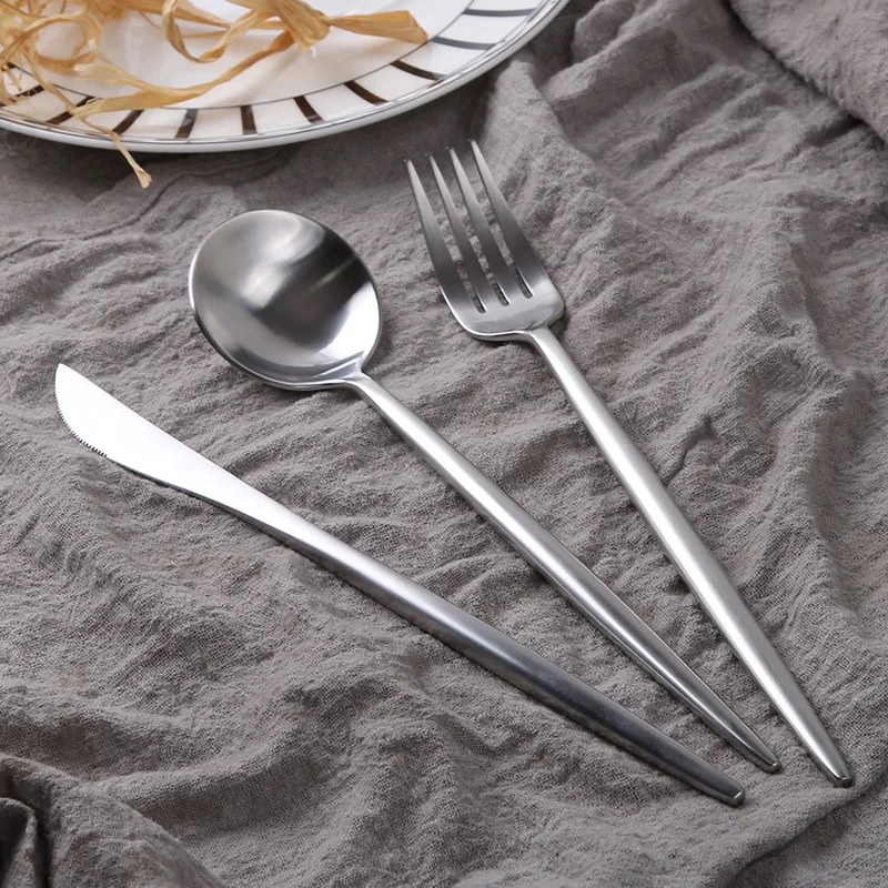Столовые приборы серебристый цвет набор столовых приборов 304 из нержавеющей