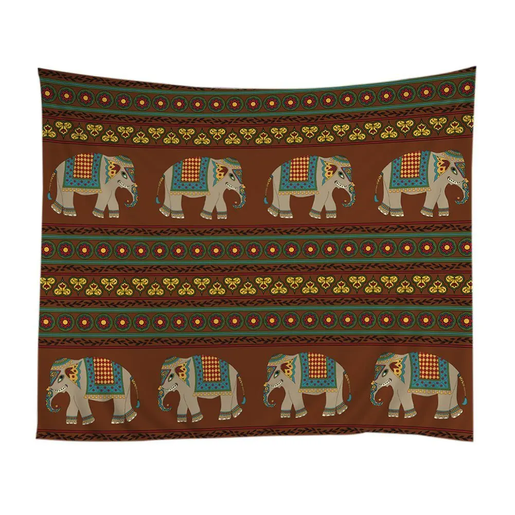 Wall Tapestry Elephant Pattern Wall Hanging Indian Wall Art (150*130cm)(elephant)in Tapestry