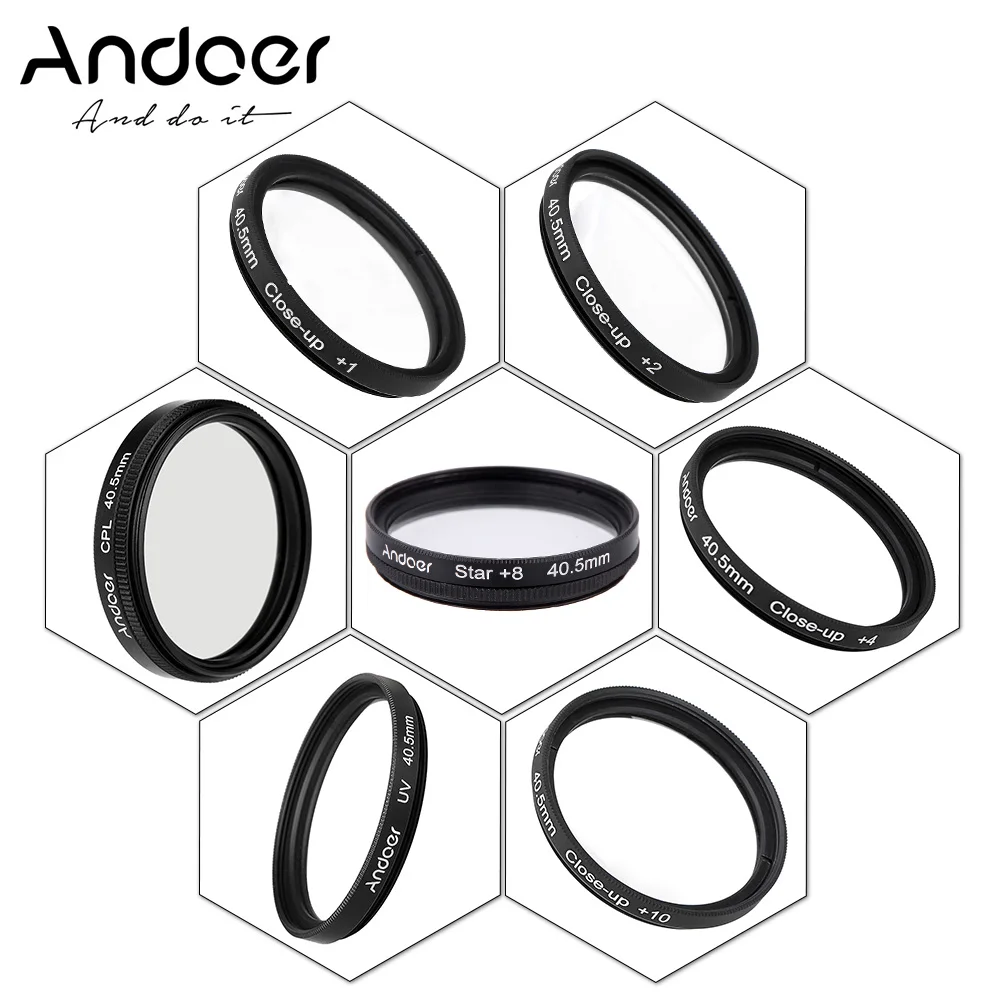Фильтр для фотостудии Andoer 40 5 мм UV + CPL Star8 Close-up (+ 1 2 4 10) объектива камеры Canon Nikon Sony DSLR