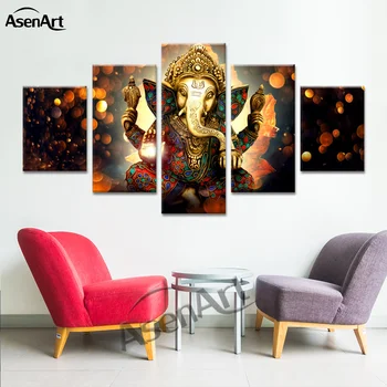 

Wall Art the Ganesha Printed on Canvas Modern Painting Posters Picture for Living Room Home Decorative Ready to Hang