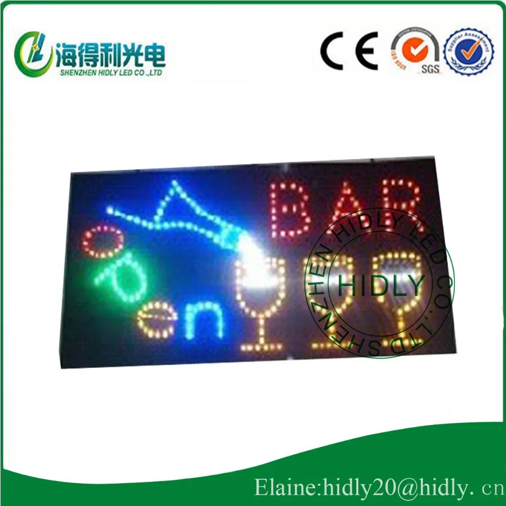 Ultra brightness wholesale led Animated bar open sign /Cheap custom LED Neon Light Open Sign