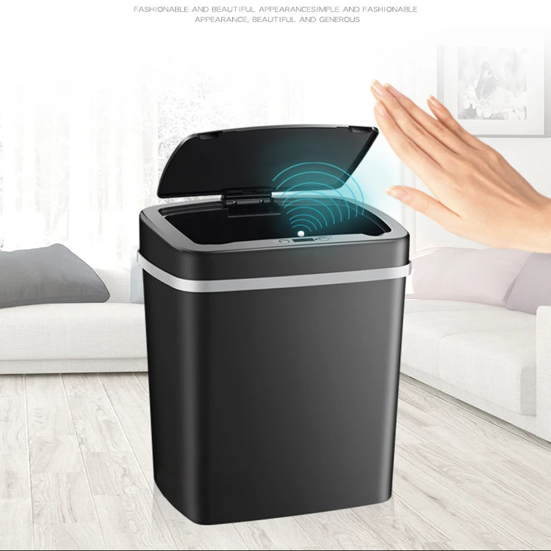 

Amazon Trash Can 12L Portable Rectangular Automatic Sensor Touchless Garbage Can Button 0.3 Second Sensor Trashcan Mini Poubelle