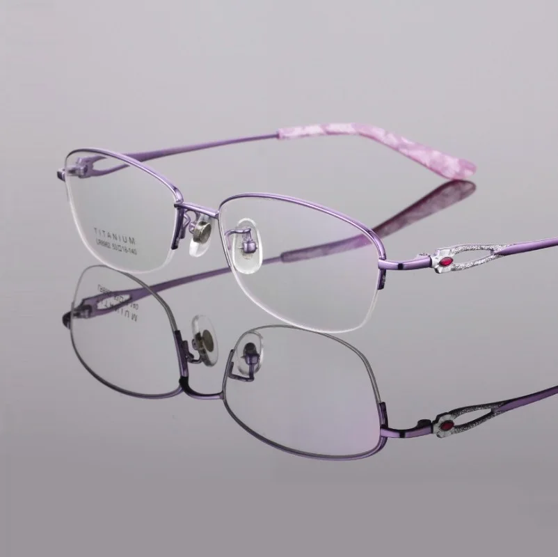 

width-140 Commercial plating pure titanium super light semi-rimless women eyeglasses frames oculos de grau female eyewear frames