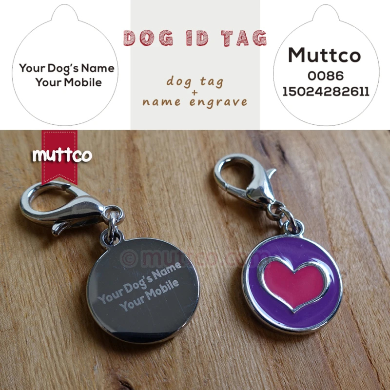 Laser engraving 20mm cute heart shape print 2colour dog tag dog id tags