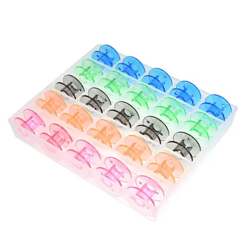 

Bulk 25pcs/box Universal Bobbins Colorful Spool Transparent Empty Bobbins For Embroidery Sewing Machines DIY Embroidery Thread