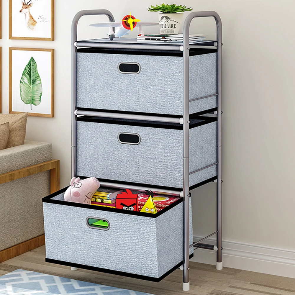 

2019 Storage Organizer Fabric 3-Drawer Box Dresser Clothing Sweaters Jeans Blankets Drawer for Bedroom Hallway Entryway Closet