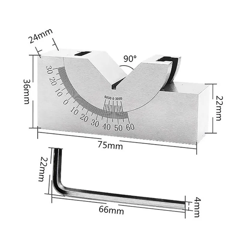 Регулируемый угловой манометр v-блок угловая шлифовальная машина KP25 0-60 градусов прецизионная угловая пластина блок для измерительных инструментов прочный