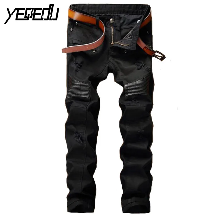 

#2731 Mens jogger jeans Slim fit biker jeans Black Ripped jeans for men Brand-clothing Designer Bikers Distressed black jeans