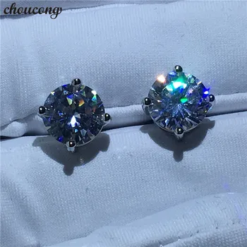 

choucong Classic 4 claws earrings AAAAA zircon Sona cz 925 Sterling silver Wedding Stud Earrings for women men fashion jewelry