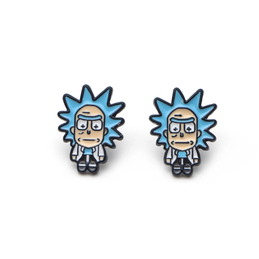 V143 1 Pair Rick and Morty Cute Ear Stud Earring for women Cartoon Studs Fashion Jewelry Prevent allergy Kids Gifts