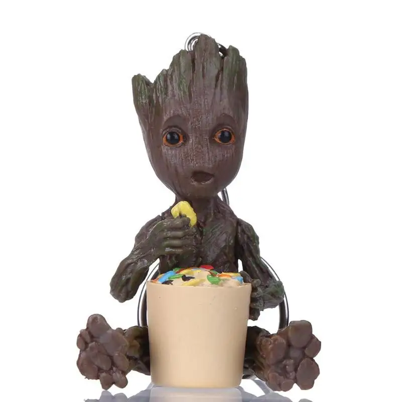 Baby Groot фигурки, игрушка, брелок для ключей, украшение для дома, Милая модель, игрушка для детей, мультяшное дерево, человек, брелок, Автомобильный подвесной декор, брелок