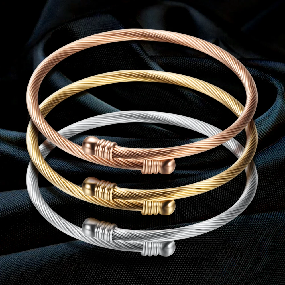 Beaded Bracelet Fashion 3-Color Glossy Beads Bracelet Stainless Steel Bracelets for Women Simple Personality Clothing Accessories Jewelry