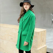 Coats Sale Full Solid Slim Turn down Collar Bamboo Fiber 2017 New Long Sleeved Korean Wool