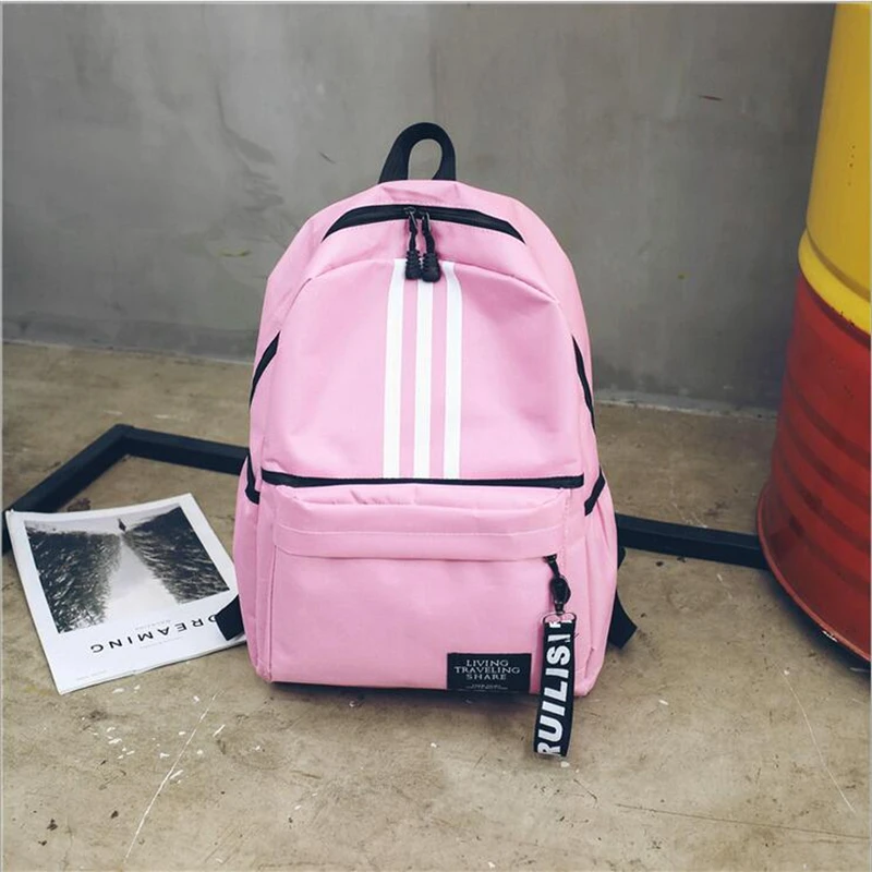 

New Korean Style Women Backpack Fashion Casual Travel Shcool Bags For Girls Ladies Canvas Striped 5 Colors Solid Tote Bag Bolsa