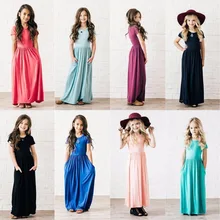 8 цветов, Красивые Макси-платья для маленьких девочек, Пляжное платье с короткими рукавами на весну и лето детское праздничное платье принцессы для детей возрастом от 3 до 10 лет