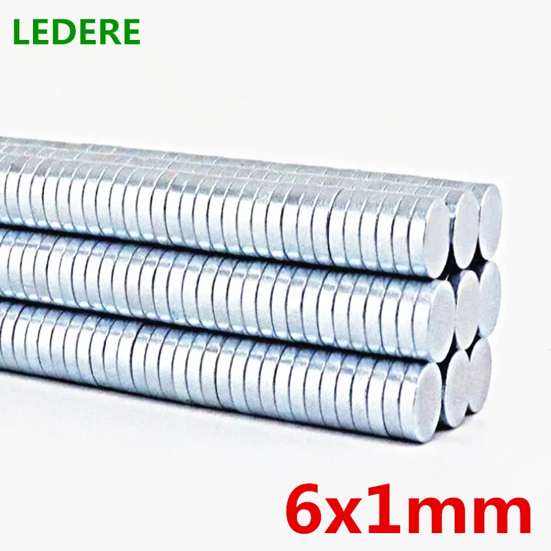 LEDERE 500 шт. 6x1 Неодимовый Диск супер редкоземельные магниты на холодильник 6*1 6mmx1mmNEW