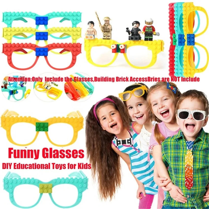 

New Glasses Blocks Baseplate Compatible with Legoed Duplo Minecrafted DIY Educational Toys Funny Glasses Frame Brick Base Plate