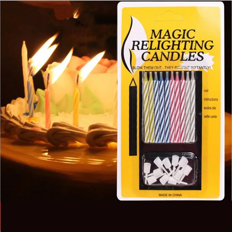 10pcs/set Magic Relighting Candles Cake Decor Birthday Candle Gift