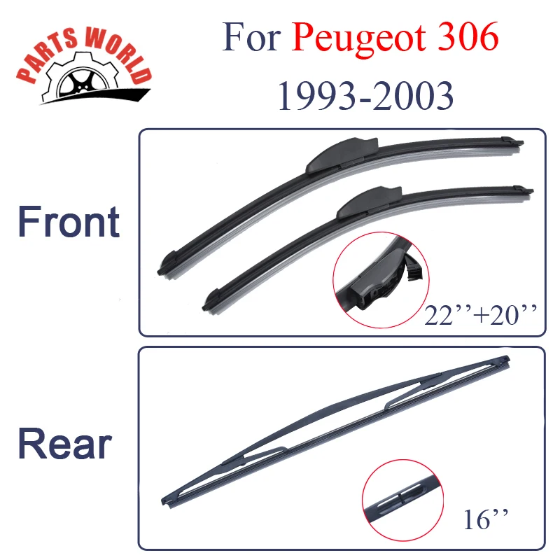 Group Rubber Windscreen Front And Rear Wiper Blades For Peugeot 306