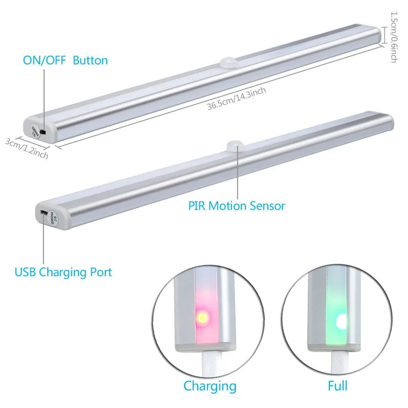 Беспроводной 20 LED USB Перезаряжаемый Ночной свет PIR датчик движения свет под шкаф гардероб кухня датчик свет лампа