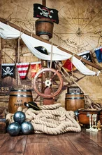 Laeacco Deck Do Navio de Pirata Tema Mapa de Navegação Backdrops Para Estúdio de Fotografia Fotografia Fundos Fotográficos Personalizados Do Bebê