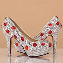 Custom Made Wedding Dress Shoes Rhinestone 4 Inches Heel Silver Bridal Shoes Gorgeous Prom Shoes Bridesmaid Shoes