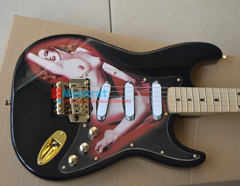 

In stock !Electric guitar ST playboy Free shipping 6 strings guitar give as a present Backpack dial the slice
