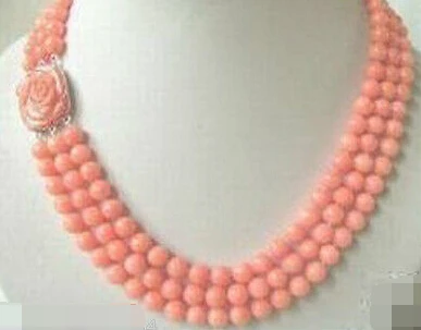 

1075 3 rows coral beads necklace