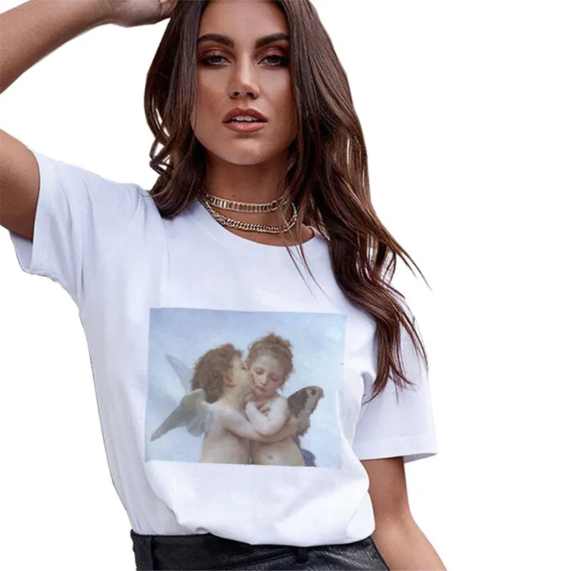 

Summer Fashion T Shirt Women Plus Size Angel Shirt Funny Van Gogh Aesthetic Starry Night Casual Harajuku Graphic Tees Angel Tops