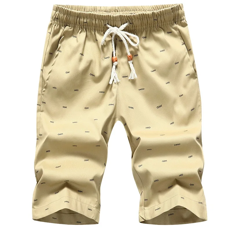 

Oeak Men Fashion Summer Casual Short New Exquisite Printing Lace Up Waist Cotton Beach Breathable Soft Loose Straight Short Pant