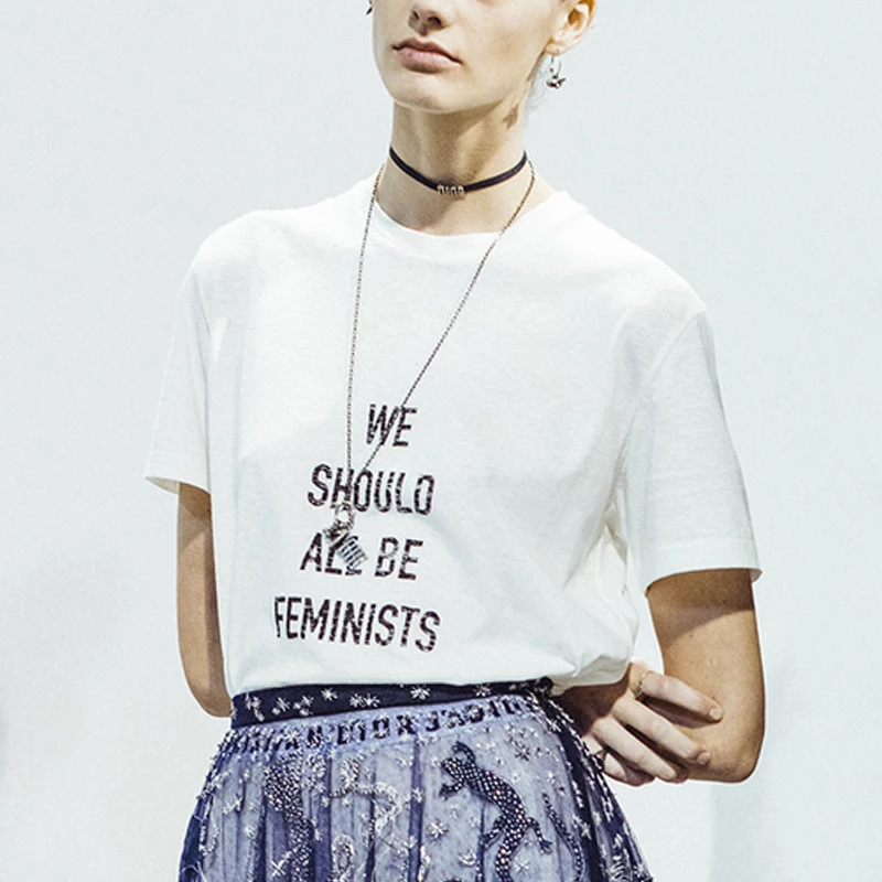 

Women T Shirt Summer Fashion We Should All Be Feminists Letters Printing Short Sleeve All-Match O-Neck Black White Casual